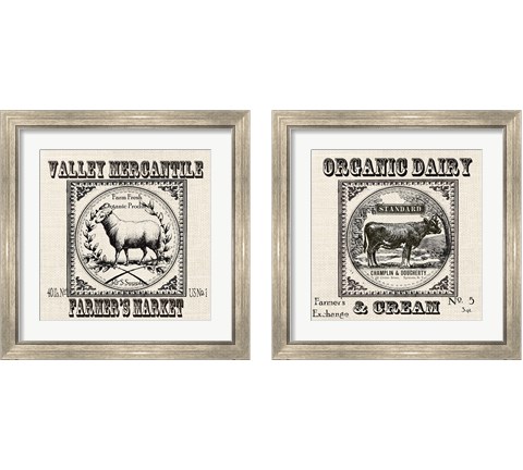 Farmhouse Grain Sack Label 2 Piece Framed Art Print Set by Tre Sorelle Studios