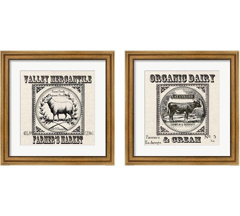 Farmhouse Grain Sack Label 2 Piece Framed Art Print Set by Tre Sorelle Studios