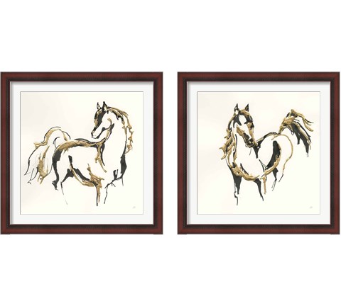 Golden Horse 2 Piece Framed Art Print Set by Chris Paschke