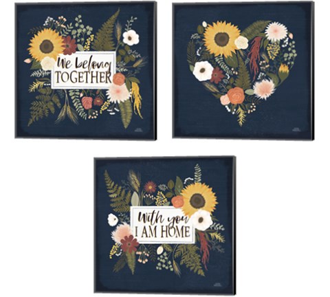 Autumn Romance 3 Piece Canvas Print Set by Laura Marshall