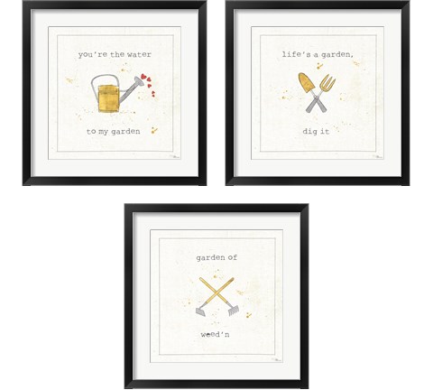 Garden Notes 3 Piece Framed Art Print Set by Pela Studio