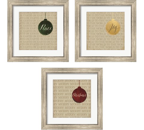 Christmas Ornaments 3 Piece Framed Art Print Set by Hartworks