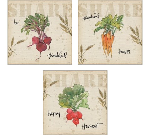 Farmers Feast Harvest 3 Piece Art Print Set by Anne Tavoletti