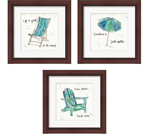 Beach Divas 3 Piece Framed Art Print Set by Anne Tavoletti