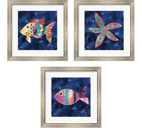 Boho Reef  3 Piece Framed Art Print Set by Wild Apple Portfolio