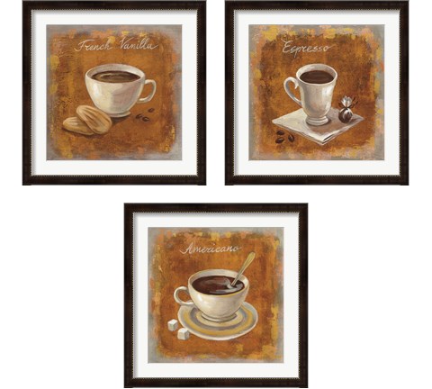 Coffee Time on Wood 3 Piece Framed Art Print Set by Silvia Vassileva