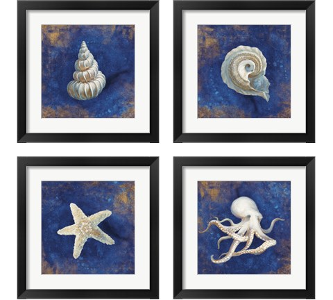 Treasures from the Sea Indigo 4 Piece Framed Art Print Set by Danhui Nai