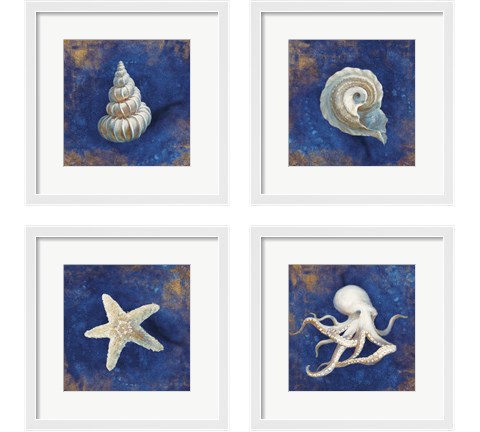 Treasures from the Sea Indigo 4 Piece Framed Art Print Set by Danhui Nai