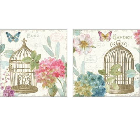 Rainbow Seeds Floral Birdcage 2 Piece Art Print Set by Lisa Audit