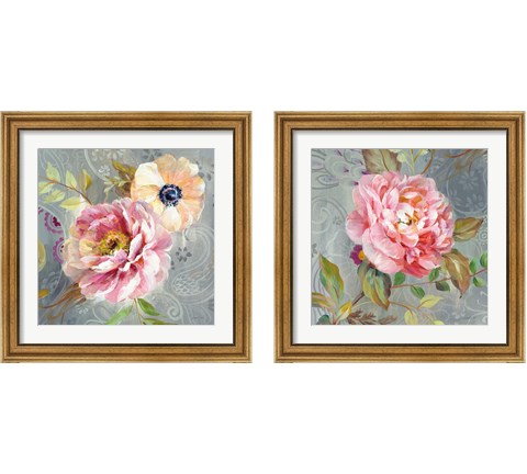 Peonies and Paisley 2 Piece Framed Art Print Set by Danhui Nai