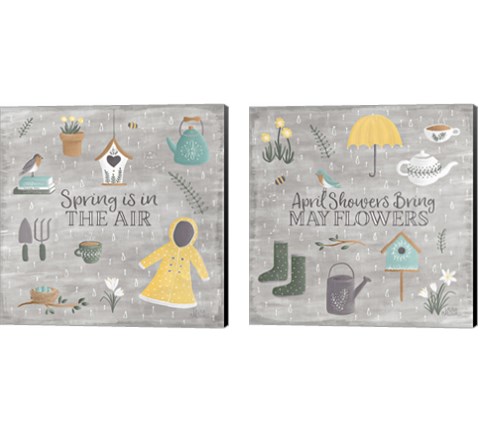 Smitten With Spring 2 Piece Canvas Print Set by Laura Marshall