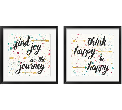 Think Happy 2 Piece Framed Art Print Set by Jess Aiken