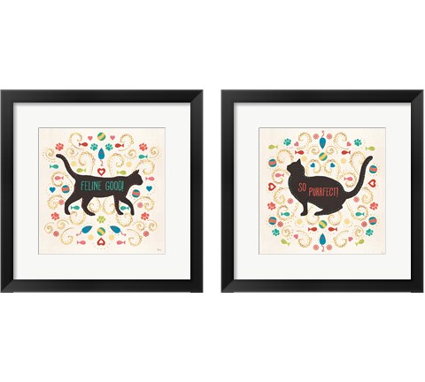 Otomi Cats 2 Piece Framed Art Print Set by Veronique Charron