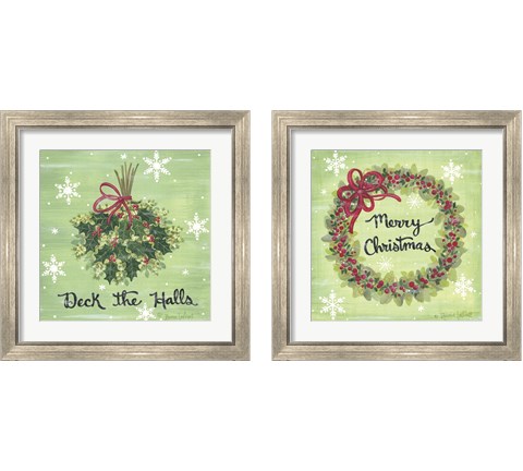 Deck the Halls Holly 2 Piece Framed Art Print Set by Annie Lapoint