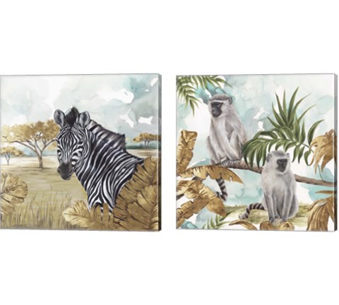 Golden Animals 2 Piece Canvas Print Set by Eva Watts