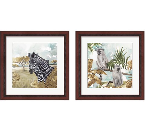 Golden Animals 2 Piece Framed Art Print Set by Eva Watts