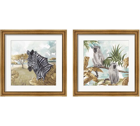 Golden Animals 2 Piece Framed Art Print Set by Eva Watts