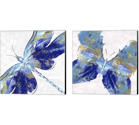 Blue Insect 2 Piece Canvas Print Set by Eva Watts