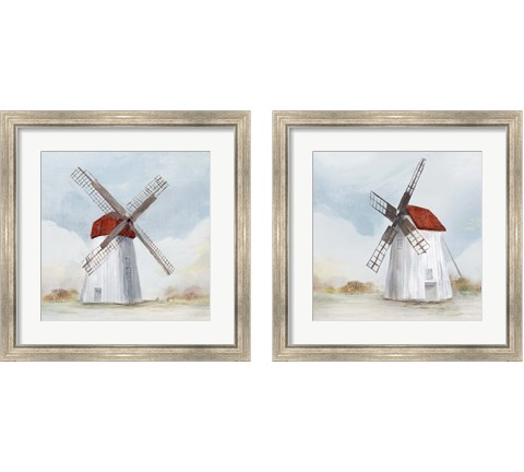 Red Windmill 2 Piece Framed Art Print Set by Isabelle Z