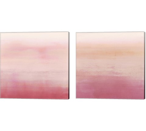 Apricot Ombre 2 Piece Canvas Print Set by Victoria Borges