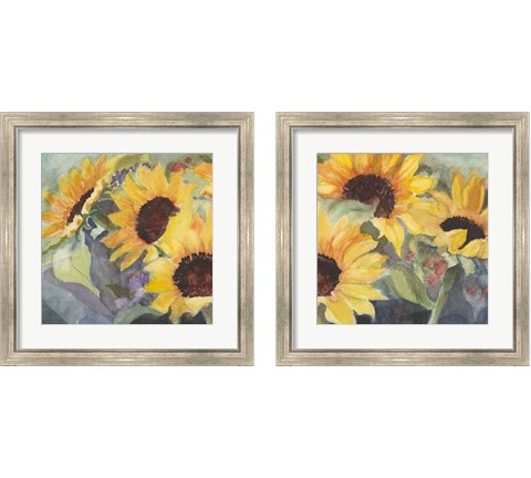 Sunflowers in Watercolor  2 Piece Framed Art Print Set by Sandra Iafrate