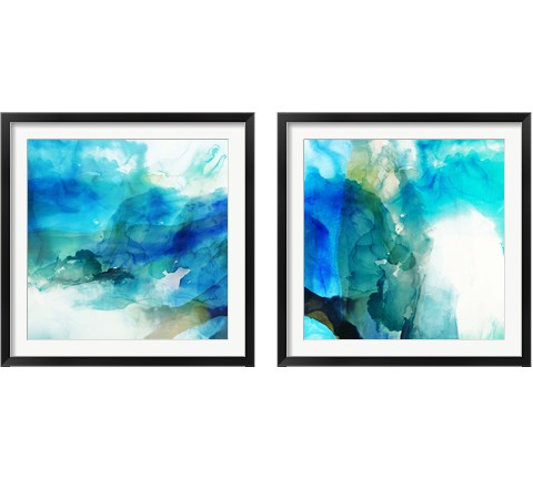 Ephemeral Blue 2 Piece Framed Art Print Set by Sisa Jasper