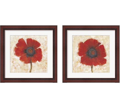 Red Poppy Portrait 2 Piece Framed Art Print Set by Timothy O'Toole