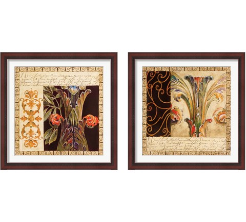 Antique French Manuscript  2 Piece Framed Art Print Set by Liz Jardine