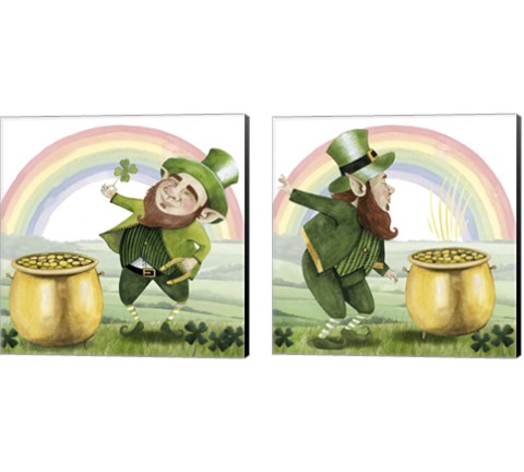 Leprechaun's Rainbow 2 Piece Canvas Print Set by Grace Popp