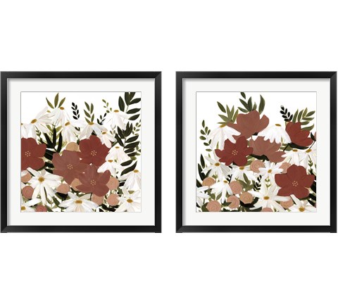 Terracotta Wildflowers 2 Piece Framed Art Print Set by Emma Scarvey