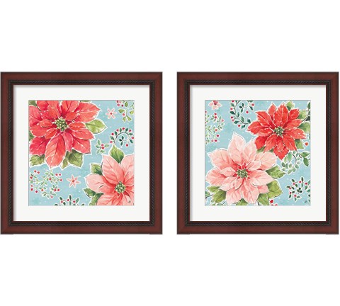 Country Poinsettias 2 Piece Framed Art Print Set by Daphne Brissonnet