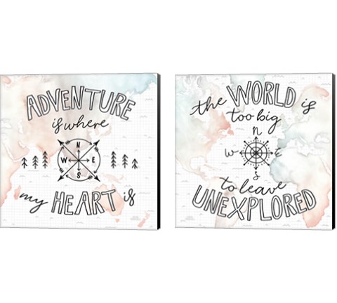 World Traveler 2 Piece Canvas Print Set by Laura Marshall