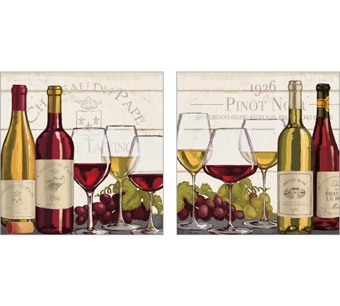 Wine Tasting 2 Piece Art Print Set by Janelle Penner