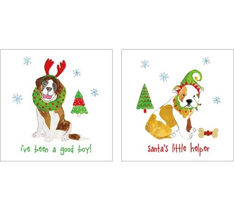 Christmas Critters 2 Piece Art Print Set by Farida Zaman