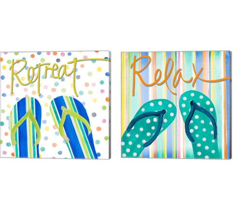 Flip Flop Retreat 2 Piece Canvas Print Set by Julie DeRice