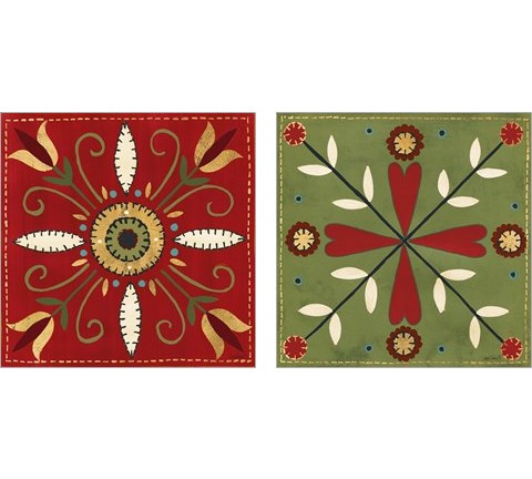 Festive Tiles 2 Piece Art Print Set by Anne Tavoletti