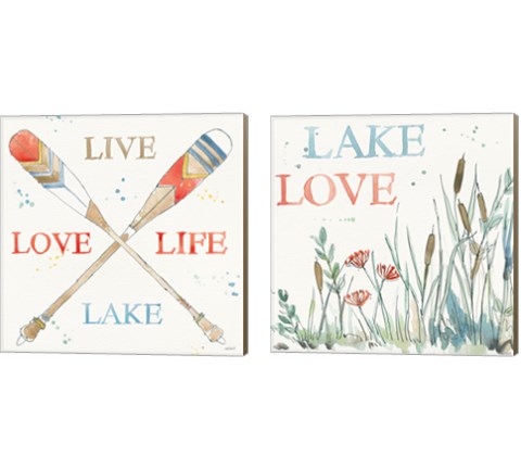 Lakehouse Red 2 Piece Canvas Print Set by Anne Tavoletti