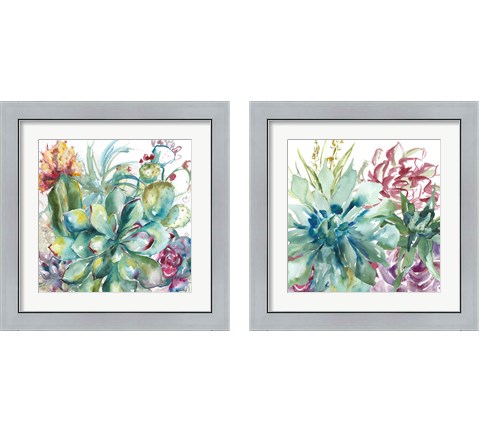 Succulent Garden Watercolor 2 Piece Framed Art Print Set by Tre Sorelle Studios