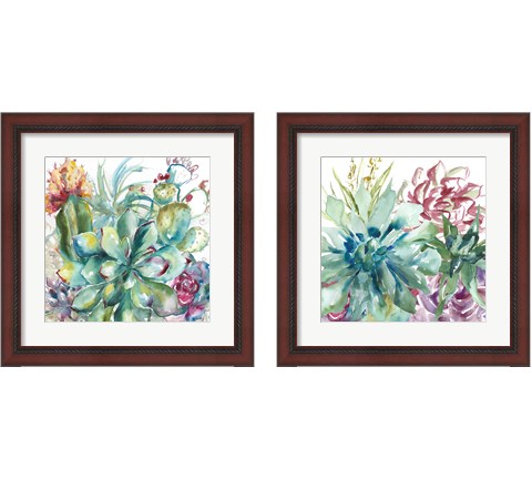 Succulent Garden Watercolor 2 Piece Framed Art Print Set by Tre Sorelle Studios