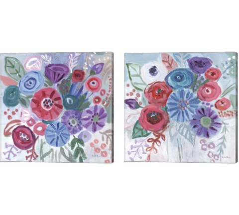 Floral Jewels 2 Piece Canvas Print Set by Farida Zaman