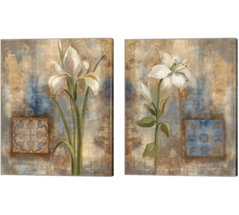 Flower and Tile 2 Piece Canvas Print Set by Silvia Vassileva