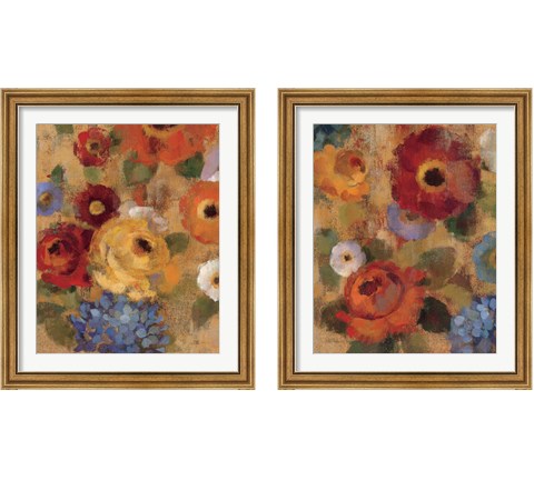 Jacquard Floral 2 Piece Framed Art Print Set by Silvia Vassileva