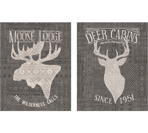 Soft Lodge Dark 2 Piece Art Print Set by Janelle Penner