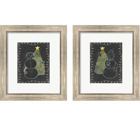 Chalkboard Snowman 2 Piece Framed Art Print Set by Grace Popp