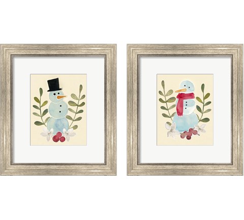 Snowman Cut-out  2 Piece Framed Art Print Set by Grace Popp