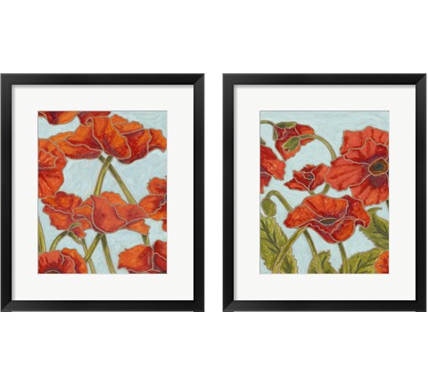 Poppy Talk 2 Piece Framed Art Print Set by Karen Deans