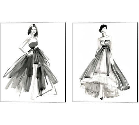 Gestural Evening Gown 2 Piece Canvas Print Set by Jennifer Parker