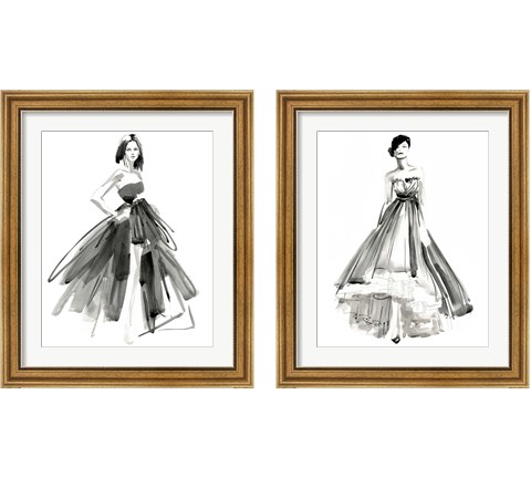 Gestural Evening Gown 2 Piece Framed Art Print Set by Jennifer Parker