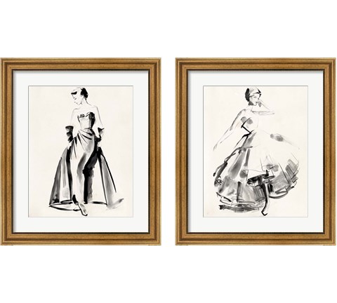 Vintage Costume Sketch 2 Piece Framed Art Print Set by Jennifer Parker