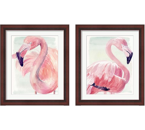 Pastel Flamingo 2 Piece Framed Art Print Set by Jennifer Parker